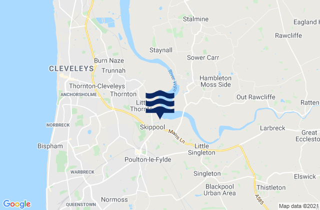 Poulton-le-Fylde, United Kingdomの潮見表地図