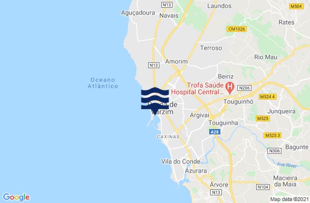 Povoa do Varzim, Portugalの潮見表地図