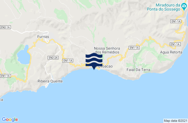Povoação, Portugalの潮見表地図