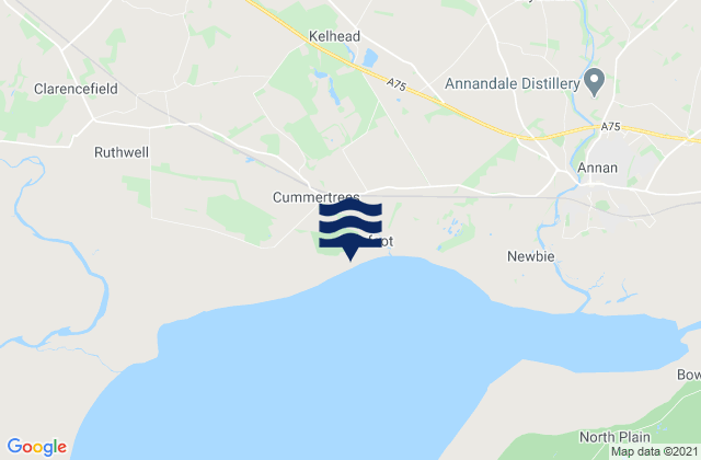Powfoot Beach, United Kingdomの潮見表地図