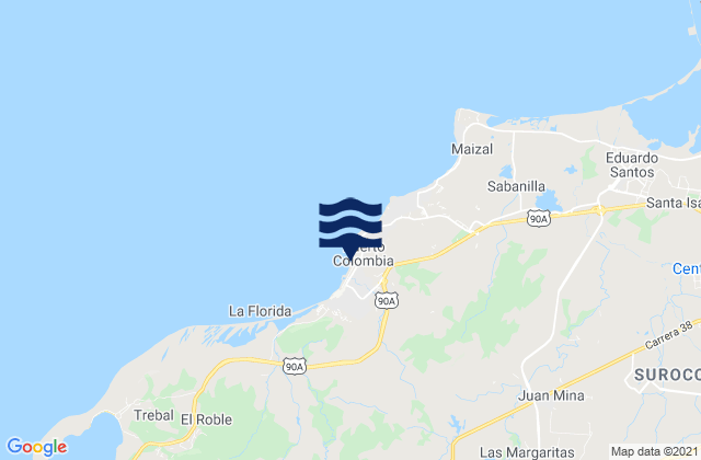 Pradomar, Colombiaの潮見表地図