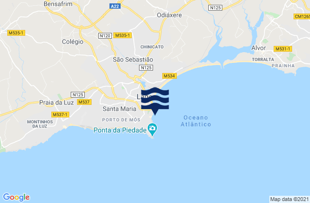 Praia Dona Ana, Portugalの潮見表地図