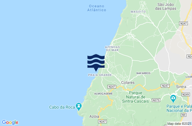 Praia Grande Sintra, Portugalの潮見表地図