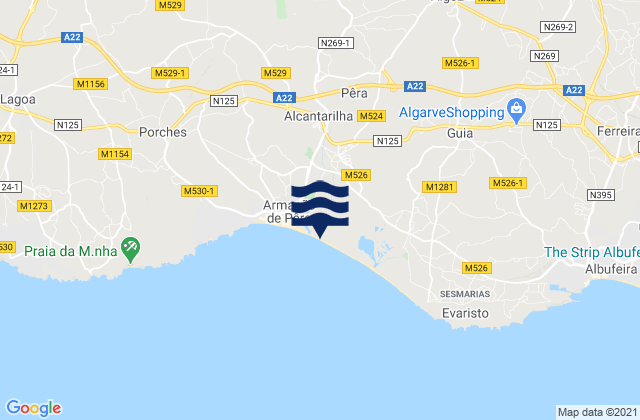 Praia Grande de Pêra, Portugalの潮見表地図