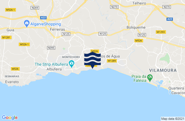 Praia Maria Luisa, Portugalの潮見表地図