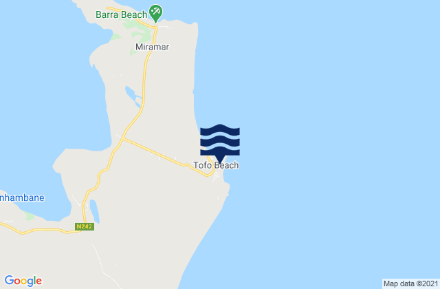 Praia Tofo, Mozambiqueの潮見表地図