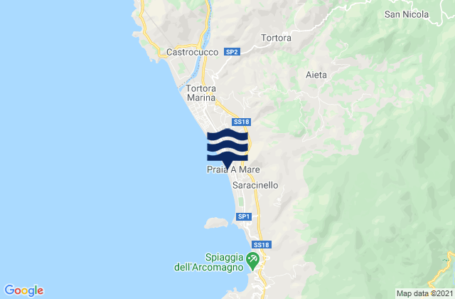 Praia a Mare, Italyの潮見表地図