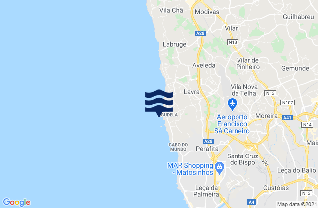 Praia da Agudela, Portugalの潮見表地図