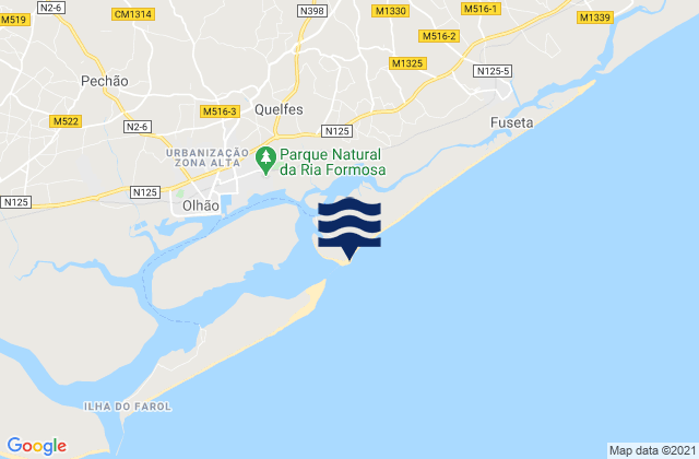 Praia da Armona, Portugalの潮見表地図