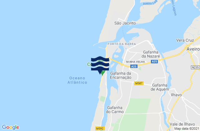Praia da Costa Nova, Portugalの潮見表地図