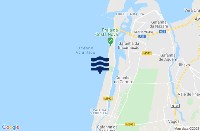 Praia da Costinha, Portugalの潮見表地図