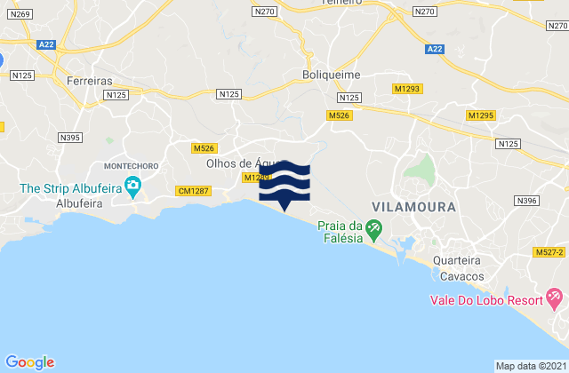 Praia da Falésia, Portugalの潮見表地図