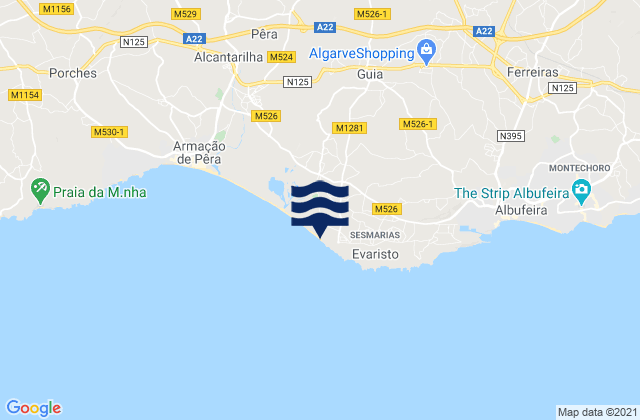 Praia da Galé, Portugalの潮見表地図