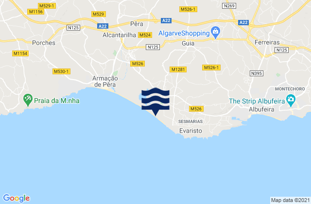 Praia da Galé Oeste, Portugalの潮見表地図