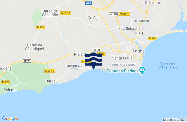 Praia da Luz, Portugalの潮見表地図
