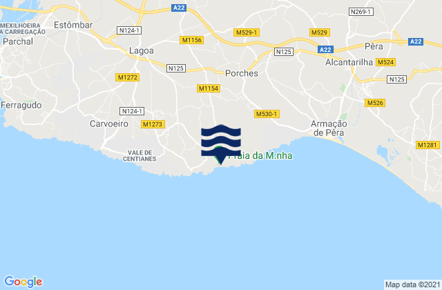 Praia da Marinha, Portugalの潮見表地図