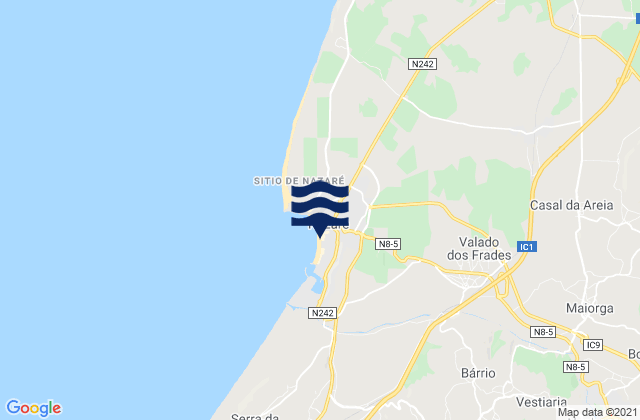 Praia da Nazaré, Portugalの潮見表地図