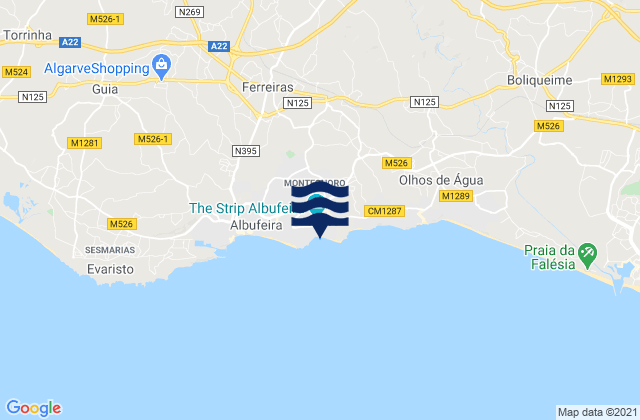 Praia da Oura, Portugalの潮見表地図