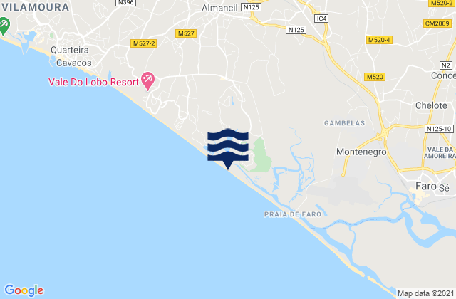 Praia da Quinta do Lago, Portugalの潮見表地図