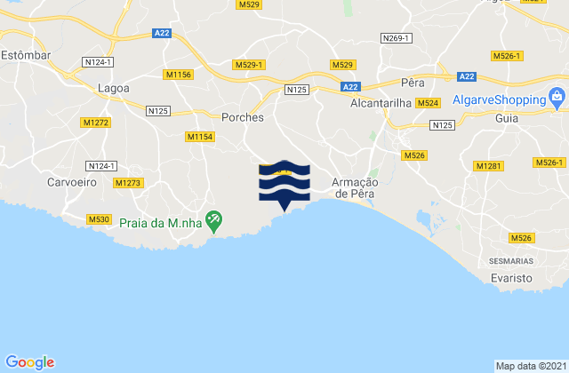 Praia da Senhora da Rocha, Portugalの潮見表地図
