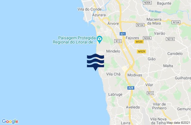 Praia da Terra Nova, Portugalの潮見表地図