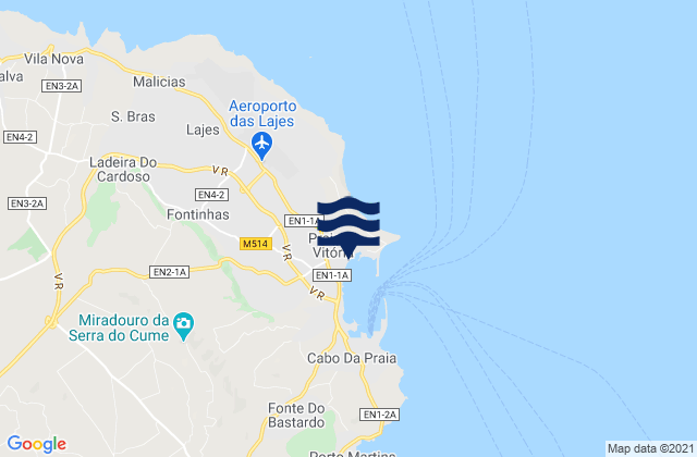 Praia da Vitória, Portugalの潮見表地図