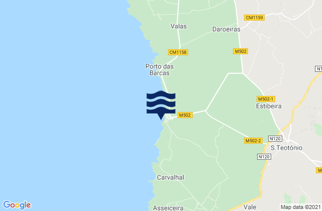 Praia da Zambujeira, Portugalの潮見表地図