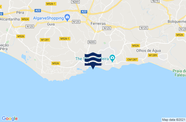 Praia de Albufeira, Portugalの潮見表地図