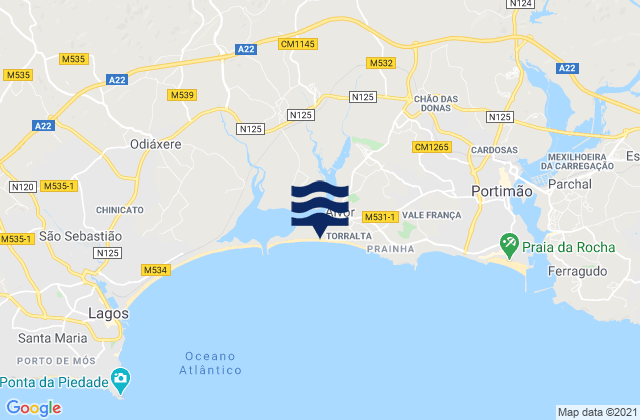 Praia de Alvor, Portugalの潮見表地図