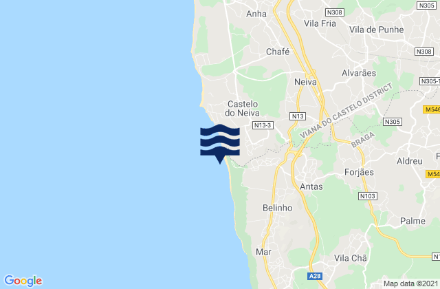 Praia de Antas, Portugalの潮見表地図