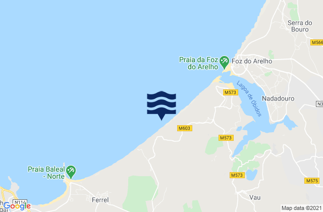 Praia de Covões, Portugalの潮見表地図