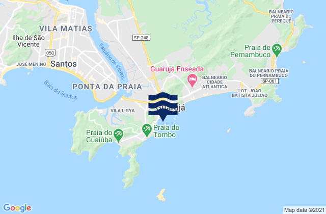 Praia de Guarujá, Brazilの潮見表地図