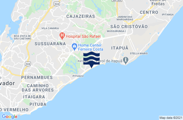 Praia de Jaguaribe, Brazilの潮見表地図
