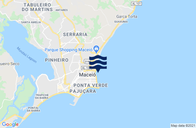 Praia de Jatiuca, Brazilの潮見表地図