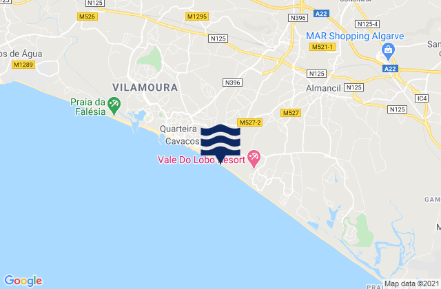 Praia de Loulé Velho, Portugalの潮見表地図