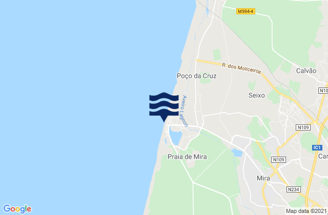 Praia de Mira, Portugalの潮見表地図
