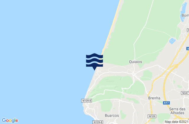 Praia de Quiaios, Portugalの潮見表地図