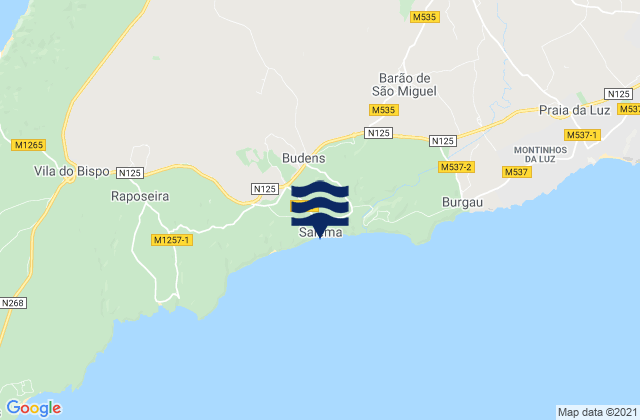 Praia de Salema, Portugalの潮見表地図