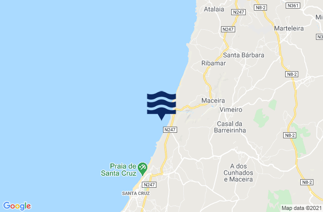 Praia de Santa Rita, Portugalの潮見表地図