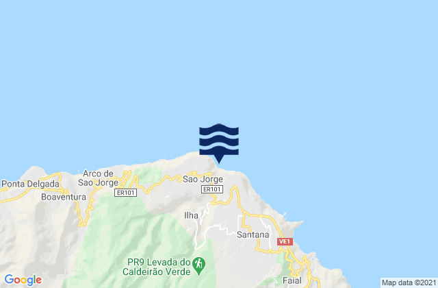 Praia de São Jorge, Portugalの潮見表地図