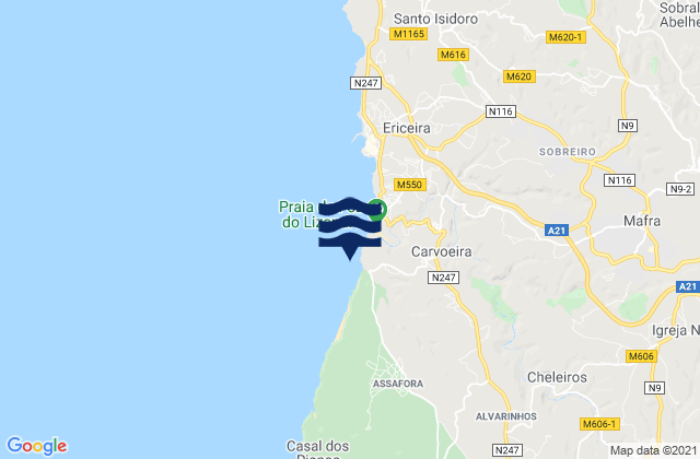Praia de São Julião, Portugalの潮見表地図