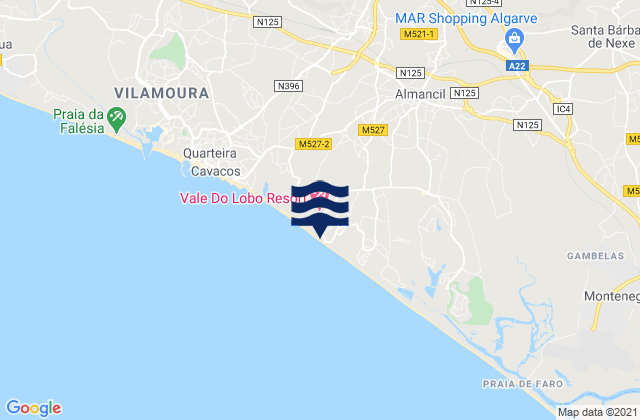 Praia de Vale do Lobo, Portugalの潮見表地図