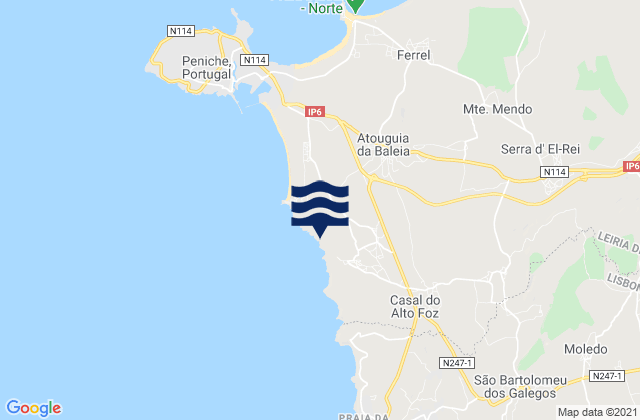 Praia do Alto de Santa Luzia, Portugalの潮見表地図