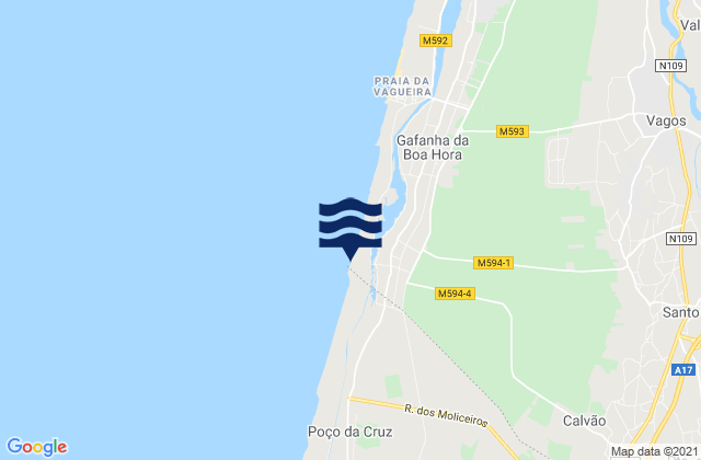 Praia do Areão, Portugalの潮見表地図