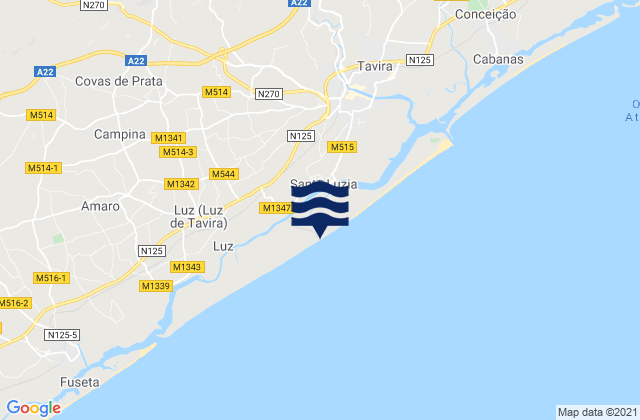 Praia do Barril, Portugalの潮見表地図