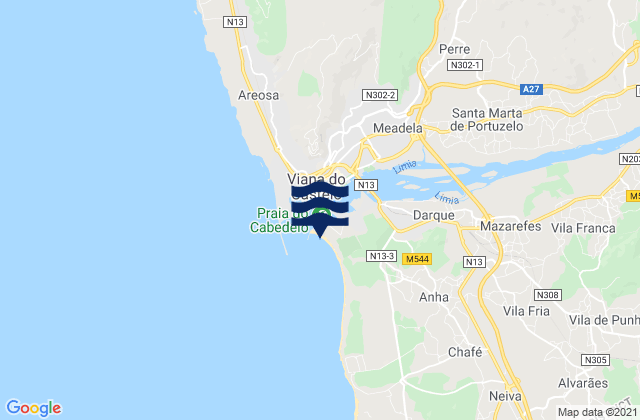 Praia do Cabedelo, Portugalの潮見表地図