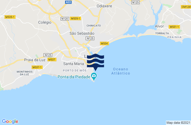 Praia do Camilo, Portugalの潮見表地図