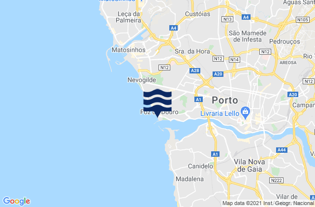 Praia do Carneiro, Portugalの潮見表地図