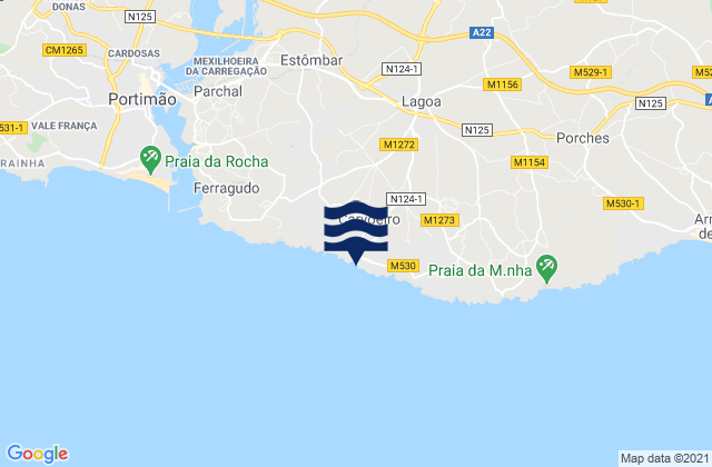 Praia do Carvoeiro, Portugalの潮見表地図