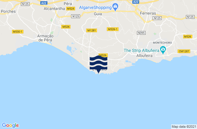 Praia do Castello, Portugalの潮見表地図